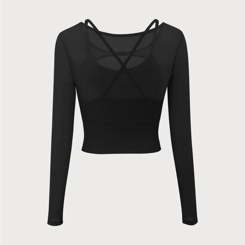 Berlook Activewear Black Cut Out Long Sleeve Top--Light Support - Picture 6 of 7
